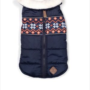 THE WORTHY DOG Aspen Puffer Polyester Dog Winter Jacket Navy, Size XS